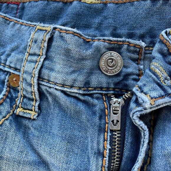 š„True Religion Section Straight Leg Holes Ripped Distressed Grunge Men Jeans 32 - Picture 6 of 16